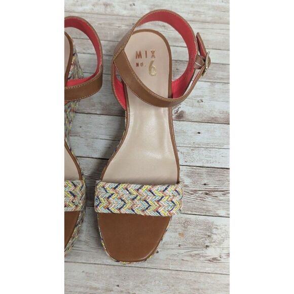 Mix No.6 Cammie Womens Size 8.5M Multicolor Chevron Wedge Heel Espadrille Sandal - Picture 4 of 11